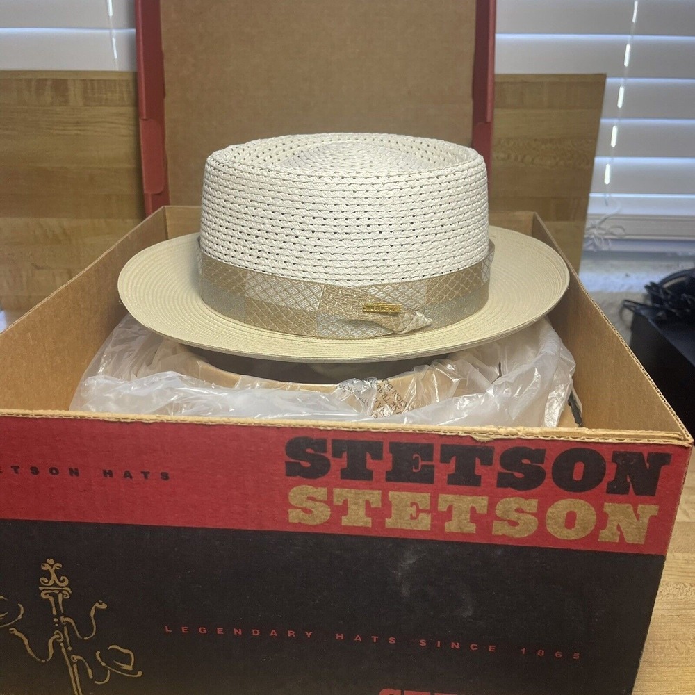 John B Stetson Company Cowboy Hat Fedora Beige Sand Oval Made In USA Size 7R - Picture 6 of 9